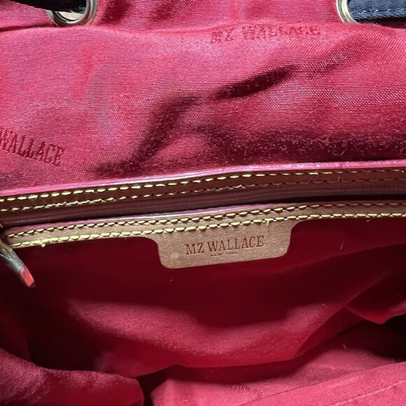 MZ Wallace Marlena backpack in black nylon and leather with red accents. main image 8